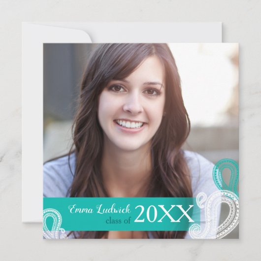 Ankündigung des modernen Paisley Abschluss Foto (Vorderseite)