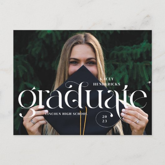 Ankündigung des modernen Swirf Serif-Foto-Abschlus Postkarte (Vorderseite)