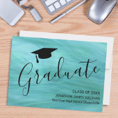 Ankündigung des modernen türkisfarbenen Abschlusse