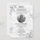 Ankündigung des muslimischen Todes Frau Janaza Geb (Vorderseite)