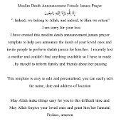 Ankündigung des muslimischen Todes Frau Janaza Geb