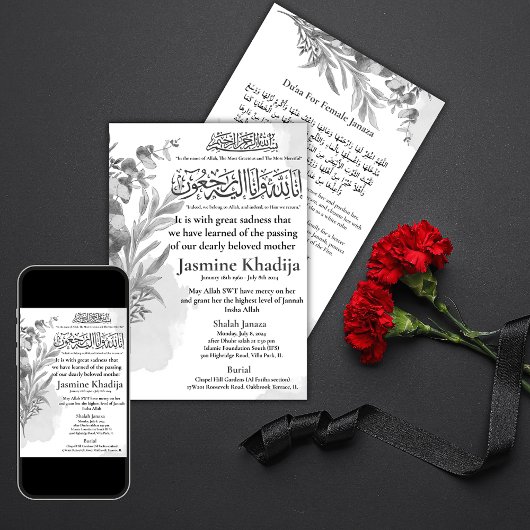 Ankündigung des muslimischen Todes Frau Janaza Geb