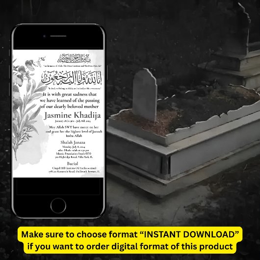 Ankündigung des muslimischen Todes Frau Janaza Geb