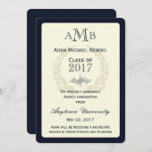 Ankündigung des Navy Blue Elegante Monogram Abschl (Vorne/Hinten)