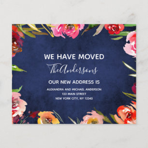 Ankündigung des Navy Blue Floral Moving Flyer