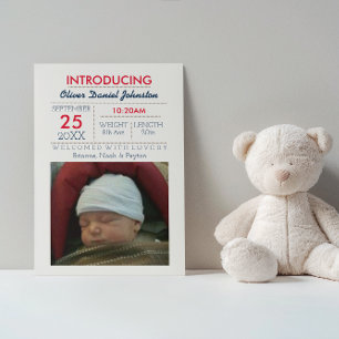 Ankündigung des Navy Nautical Stripe Foto Baby