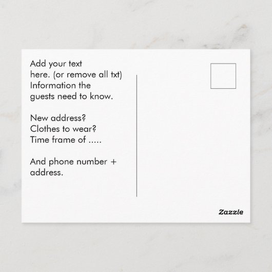 Ankündigung des neuen Zuhause Address Party Postkarte (Rückseite)