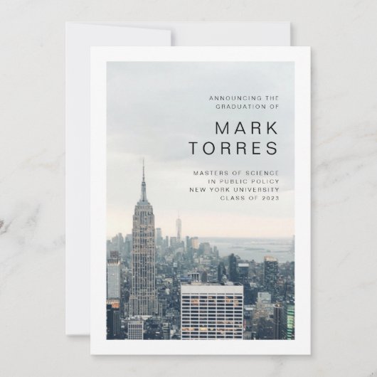 Ankündigung des New Yorker Abschlusses (Vorderseite)