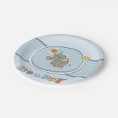 Ankündigung des niedlichen Elephant Baby Boy Pappteller (Schrägansicht)