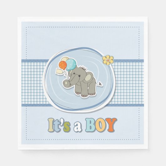 Ankündigung des niedlichen Elephant Baby Boy Serviette (Vorderseite)