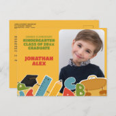 Ankündigung des niedlichen Kindergarten-Abschlusse Postkarte (Vorne/Hinten)