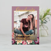 Ankündigung des Rosa Floral Boho Gold Foil Abschlu (Stehend vorne)