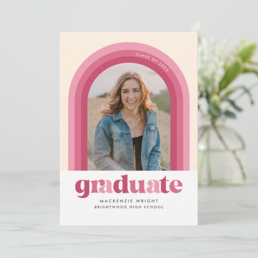 Ankündigung des Rosa Retro Arch Abschlusses (Stehend Vorderseite)