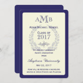 Ankündigung des Royal Blue Monogram Abschlusses (Vorne/Hinten)