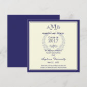 Ankündigung des Royal Blue Monogram Abschlusses (Vorne/Hinten)