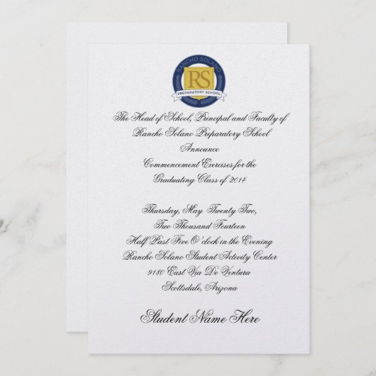 Ankündigung des RSPS-Abschlusses - formell (Vorne/Hinten)