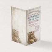 Ankündigung des Ruhestands mit alten Stiefeln (Vorderseite)