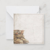 Ankündigung des Ruhestands mit alten Stiefeln (Rückseite)