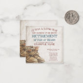 Ankündigung des Ruhestands mit alten Stiefeln (Vorderseite/Rückseite Beispiel)