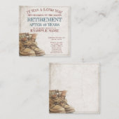 Ankündigung des Ruhestands mit alten Stiefeln (Vorne/Hinten)