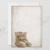 Ankündigung des Ruhestands mit alten Stiefeln (Rückseite)