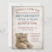 Ankündigung des Ruhestands mit alten Stiefeln (Vorderseite)