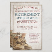 Ankündigung des Ruhestands mit alten Stiefeln (Vorne/Hinten)