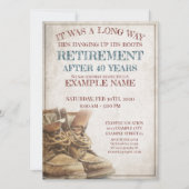 Ankündigung des Ruhestands mit alten Stiefeln (Vorderseite)