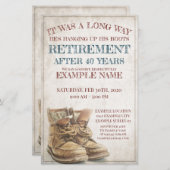 Ankündigung des Ruhestands mit alten Stiefeln (Vorne/Hinten)