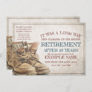 Ankündigung des Ruhestands mit alten Stiefeln