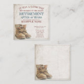 Ankündigung des Ruhestands mit alten Stiefeln (Vorne/Hinten)