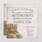 Ankündigung des Ruhestands mit alten Stiefeln (Vorne/Hinten)