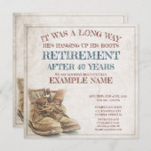 Ankündigung des Ruhestands mit alten Stiefeln (Vorne/Hinten)