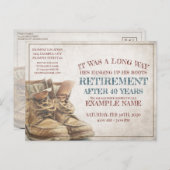 Ankündigung des Ruhestands mit alten Stiefeln (Vorne/Hinten)