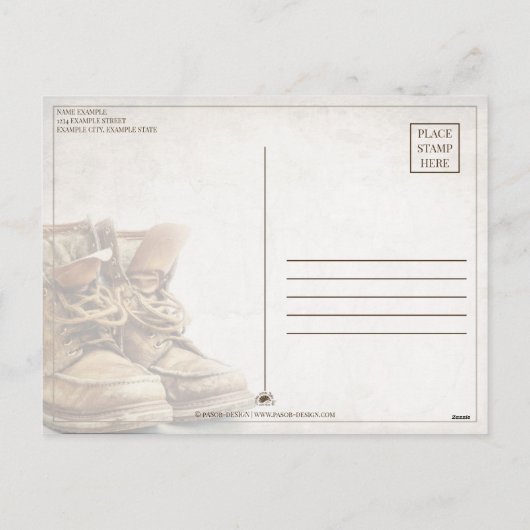 Ankündigung des Ruhestands mit alten Stiefeln (Rückseite)