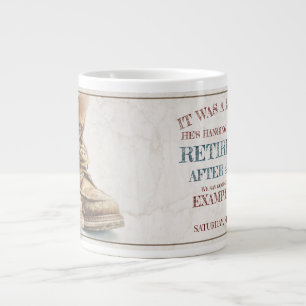 Ankündigung des Ruhestands mit alten Stiefeln V1.0 Jumbo-Tasse