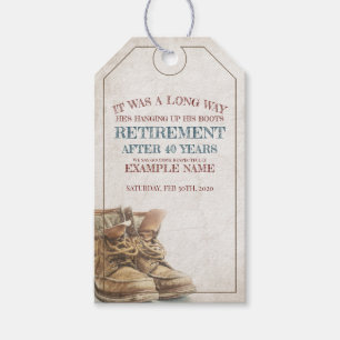 Ankündigung des Ruhestands mit alten Stiefeln V2.0 Geschenkanhänger