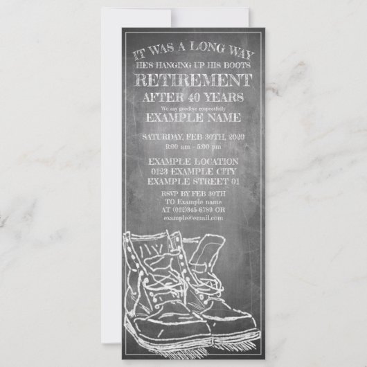Ankündigung des Ruhestands mit alten Stiefeln V3.0 (Vorderseite)