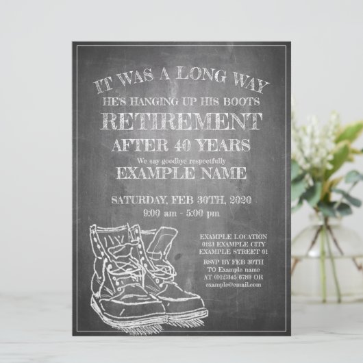 Ankündigung des Ruhestands mit alten Stiefeln V3.0 (Stehend Vorderseite)