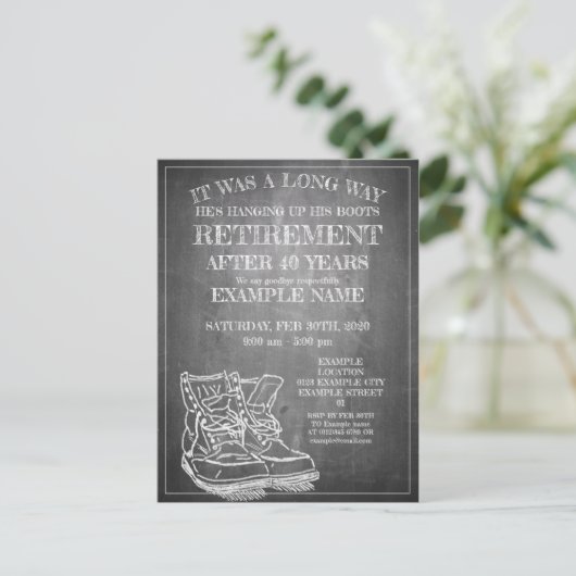 Ankündigung des Ruhestands mit alten Stiefeln V3.0 (Stehend Vorderseite)