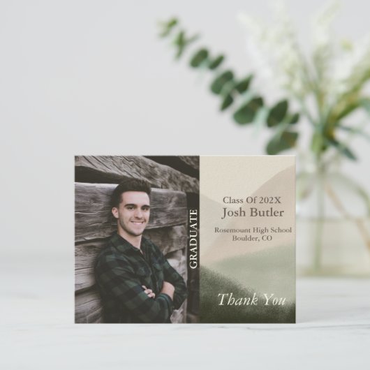 Ankündigung des rustikalen Abschlusses und vielen Postkarte (Stehend Vorderseite)