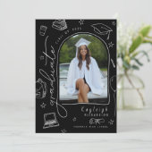 Ankündigung des Schwarz-weißen Retro-Foto-Abschlus (Stehend Vorderseite)