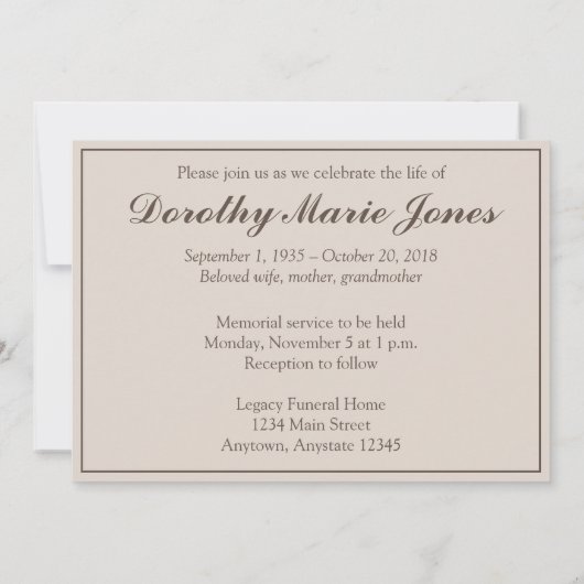 Ankündigung des Sunset Memorial Service (Rückseite)