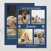 Ankündigung des Tieres New Fur Baby Foto Navy Blue (Vorne/Hinten)