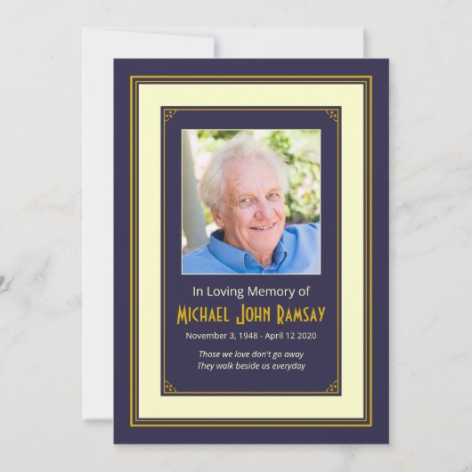 Ankündigung des Todes von Navy Blue Gold Ivory Fot (Vorderseite)