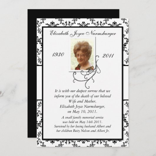 Ankündigung des traditionellen Schwarz-Weiß-Todes (Vorne/Hinten)