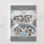 Ankündigung des trendy grau-blauen Abschluss Foto (Vorderseite)