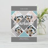 Ankündigung des trendy grau-blauen Abschluss Foto (Stehend Vorderseite)