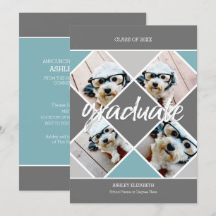 Ankündigung des trendy grau-blauen Abschluss Foto