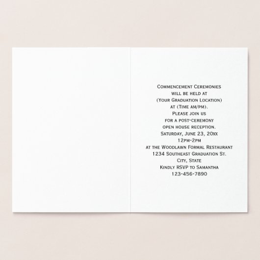 Ankündigung des Uni-Abschlusses "Foil Monogram" (Innenseite)